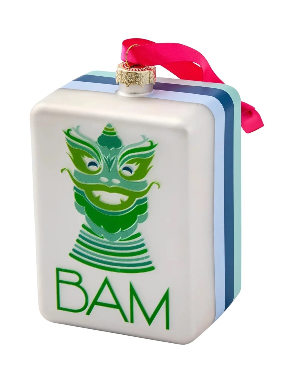 Oh My Mahjong Mercury Glass Dragon BAM Green & White Holiday Ornament New In Box